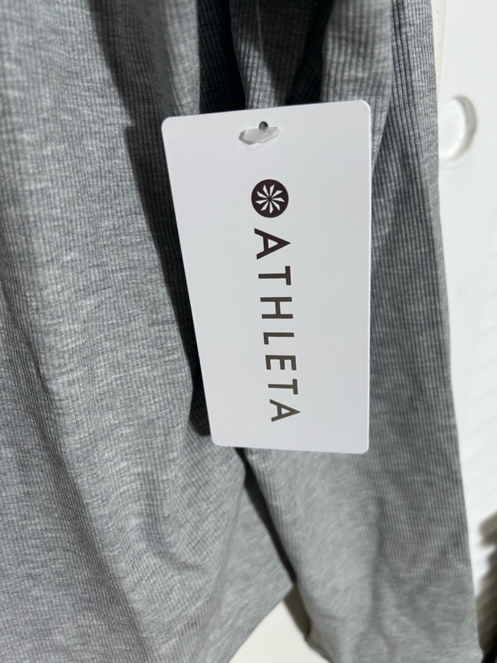 NWT Athleta Signature Ribbed Square Neck Long Sleeve Top Grey XL - Picture 4 of 5